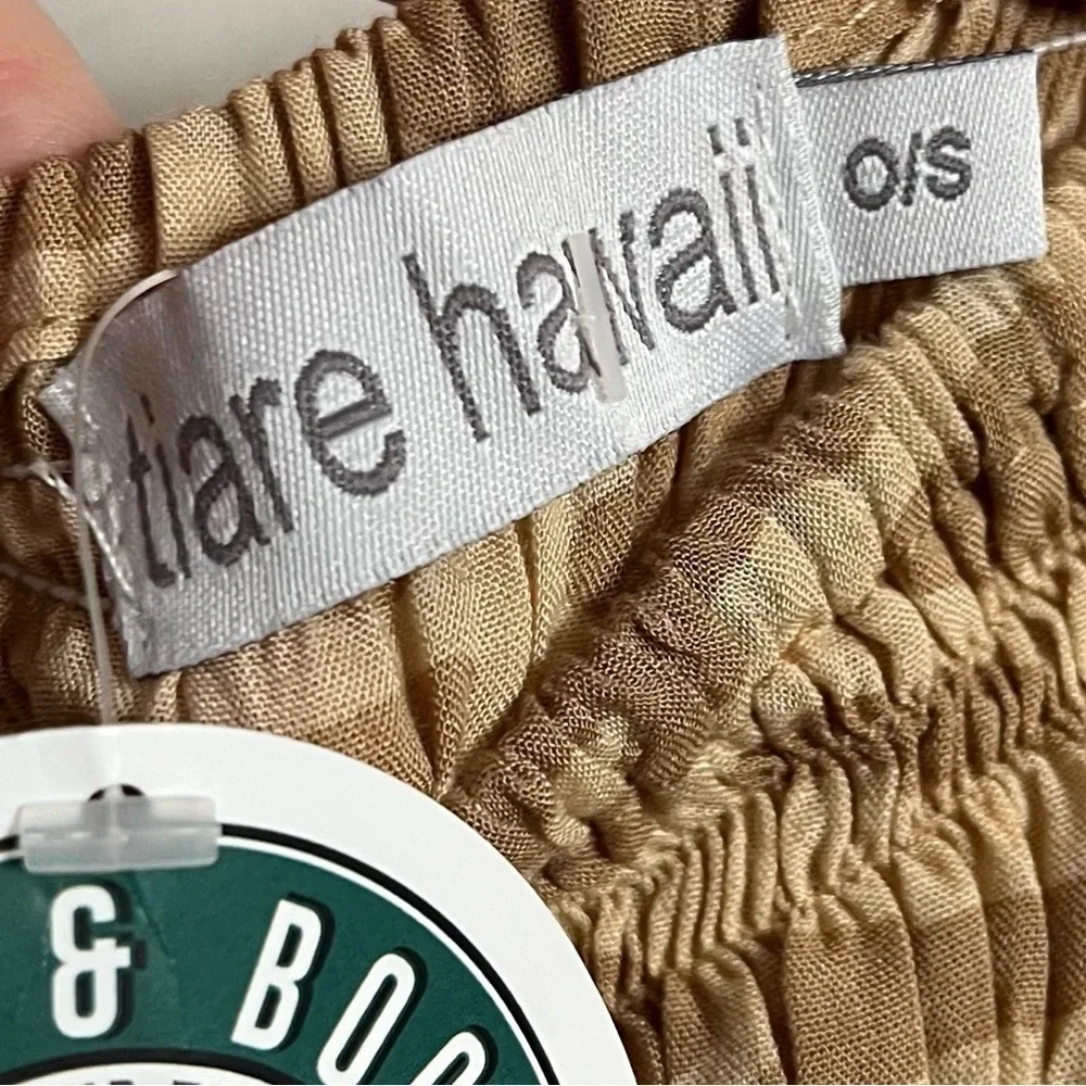 Tiare Hawaii • NWT Brown Tan Animal Stripe Smocked Jumpsuit